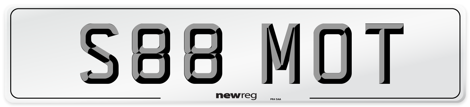 S88 MOT Number Plate from New Reg